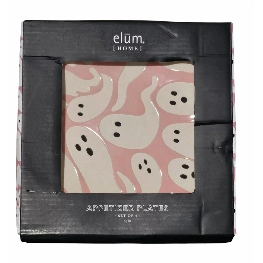 New Elum Home Pink & purple Ghost Halloween Appetizer Plates ghosts
